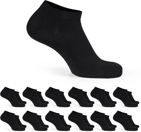 12 par bomulds sneaker sokker, unisex Black