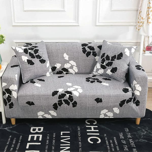 Sofaovertrekk, Sklisikkert Sofaovertrekk med Blomstermønster (Grått Lønneblad, 1-seters Sofaovertrekk: 90-140cm)