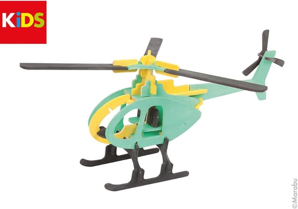 3D Trepuslespill Helikopter for barn, 32 biter, ca. 26 x 13 cm, Brun