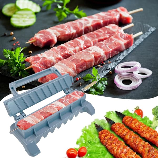 Bærbar multifunksjonell kebab-boks, ABS-materiale av matkvalitet, grå, 11,2 x 7,3 x 3,35 tommer