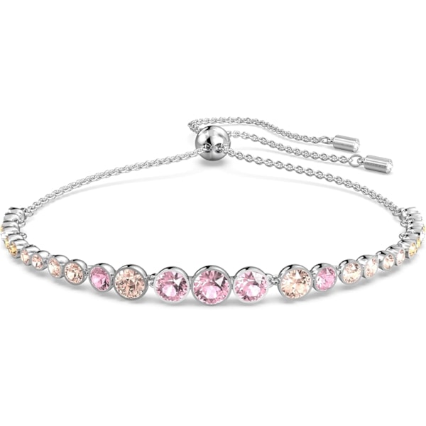 Armband, rosa runda kristaller i en rodiumpläterad infattning