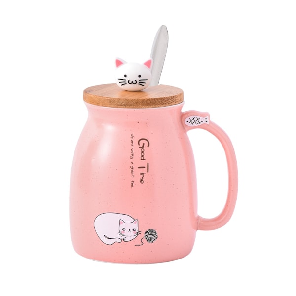 Kattmugg, Keramiska Kaffe Koppar För Kattälskare, Födelsedag Alla Hjärtans Dag Presenter, Nyår, 450ml (Rosa)