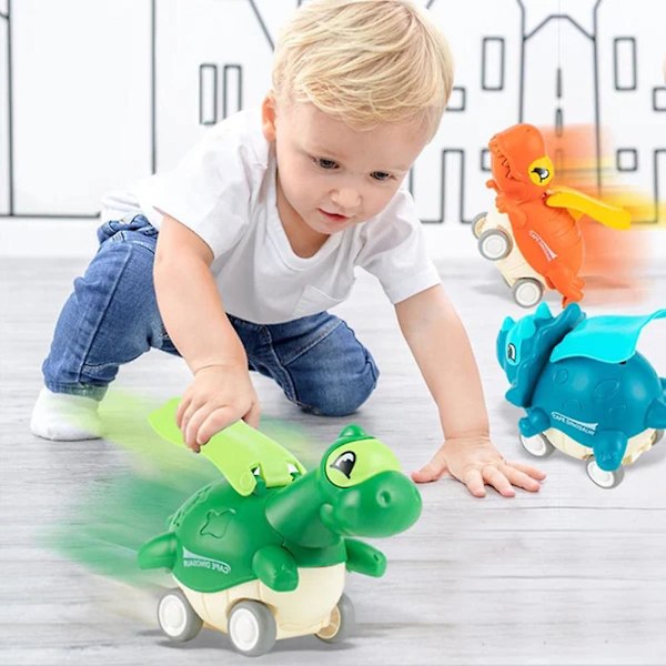 Dinosaurusauto lelu söpöllä viitalla - Vanhemman ja lapsen interaktiivinen lelu taaperoille