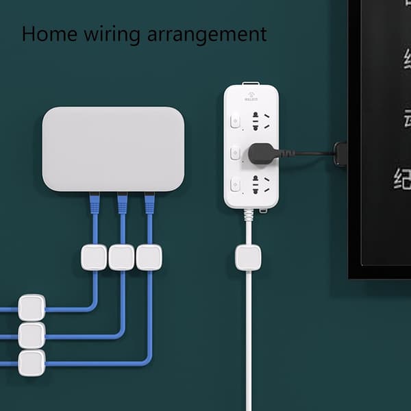 6 stk. Magnetisk Kabelholder, Skrivebordskabelrydder, Skjul Telefonladekabelholder (Hvit)