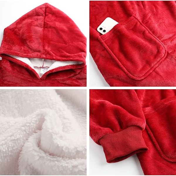 Oversized Hoodie Tæppe til Kvinder Ultra Blødt Behageligt Bærbart Hætte Giant Sweatshirt One Size TV-Tæppe Frontlommer