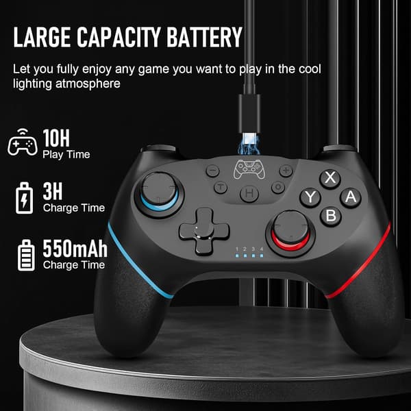 Sæt med 2 trådløse Switch-controllere kompatible med Switch/Switch 2 og Switch Pro med Hall-effekt joystick