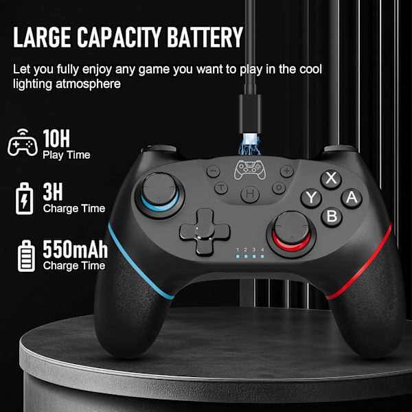 Sett med 2 trådløse Switch-kontrollere kompatible med Switch/Switch 2 og Switch Pro med Hall-effekt-joystick