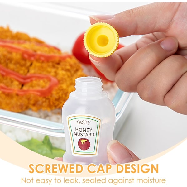 4 st miniketchupdispenser, 25 ml ketchup/honung/sojasås/salladsdressing, små klämbara såsflaskor med skruvlock