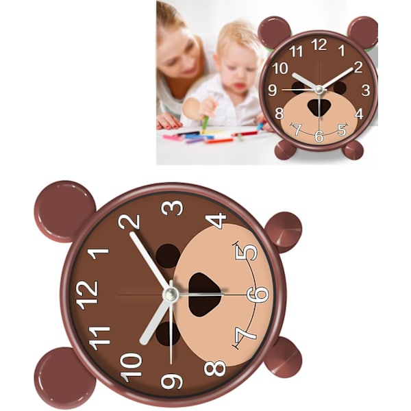 Söt väckarklocka, Barnväckarklocka Cartoon Bear Klocka Liten Skrivbordsväckarklocka Batteridriven Väckarklocka Tyst Alarm