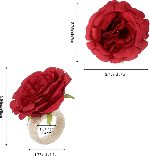 Blomster Servietringe Sæt, 6 Stykker Håndlavede Rose Blomster Servietringe, Bordpynt til Middagsbordet, Servietholder