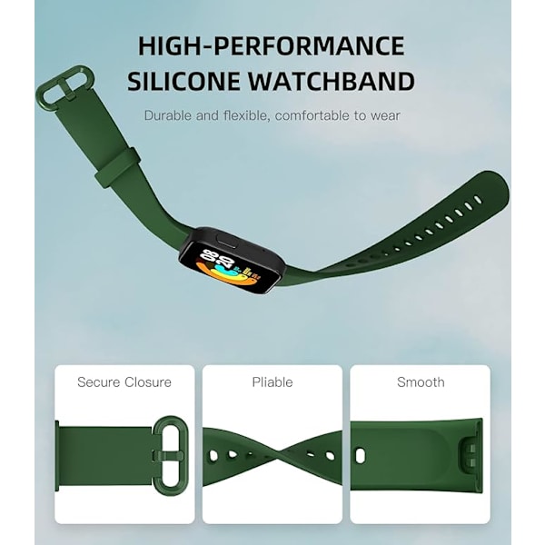 Ranneke Xiaomi Mi Watch Lite/Redmi Watch -yhteensopiva, Pehmeä Silikoninen Vaihto Sport Ranneke Mustienmustikka/Pullonvihreä