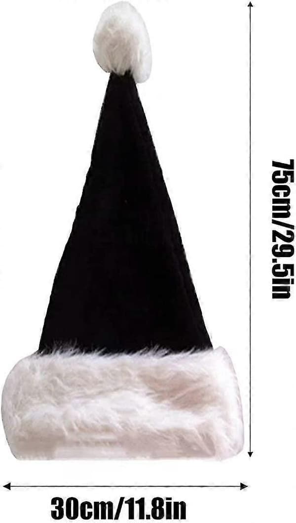 Sort Julemandshat - Deluxe Sort og Hvid Julehat til Voksne, Pakke med 2 stk.