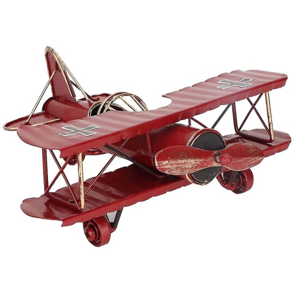 Retro flygplan modell, mini dekorativa metall flygplan glider biplan hänge smidesjärn modell lämplig
