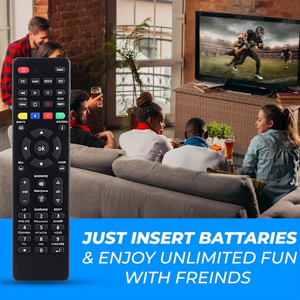 Universalfjärrkontroll för alla Samsung LG Sony Panasonic Smart TV HAIER Philips TCL Netflix 3D etc(Gratis batteri)