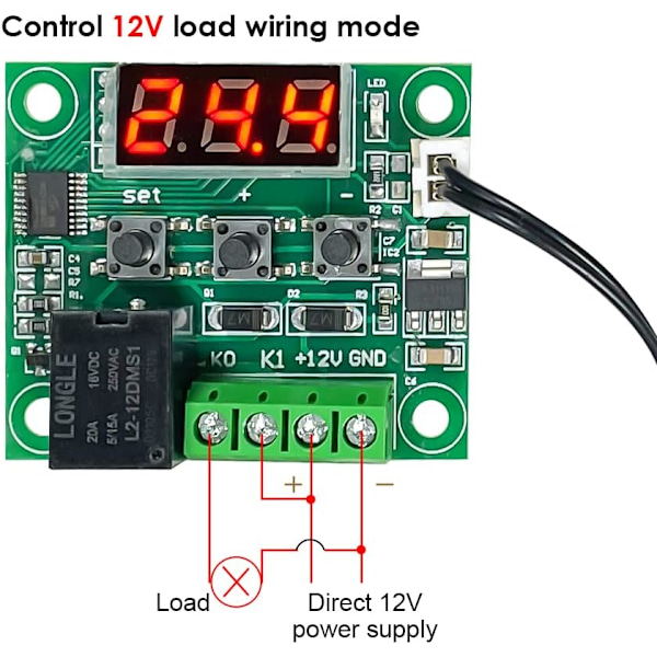 4 st Digital Termostatstyrenhet Temperatur Temp Kontrollbrytare Modulbräda 12V DC -50-110°C Temperaturkontrollbrytare