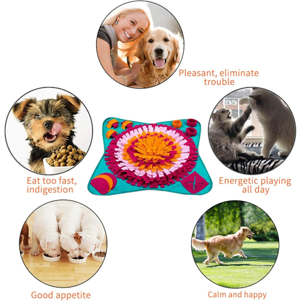 Snusemåtte til Hunde, Hundetræningsmåtter Hundepuslespil Legetøj Langsom Fodermåtte (70 * 70 cm) (Blå)