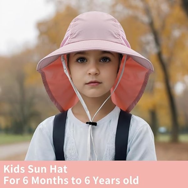 Baby Småbørn Solhat Børn Drenge Piger Sommer Bøllehatte Solbeskyttelse Bred Skygge Nakke Beskyttelse Justerbar Hoved Snøre Pink S