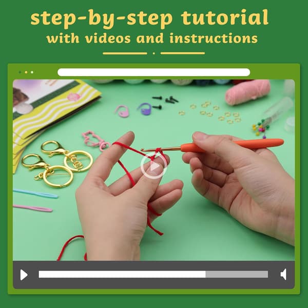 Hæklesæt til begyndere, Hæklesæt med trin-for-trin instruktioner og video-tutorial, Hæklesæt med komplette værktøjer