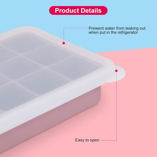 Isbitsform med lock och tång, 3-pack 45 kuber, stora återanvändbara silikonisbitsformar och BPA-fria (Rosa+Blå+Grön)