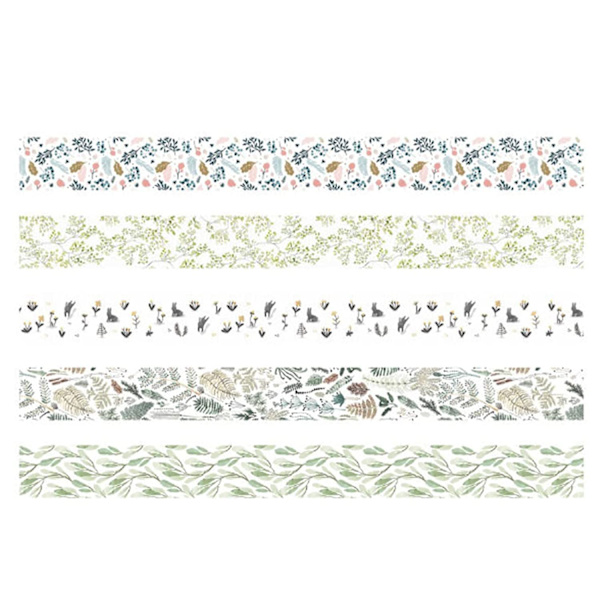 5 Rullaa Washi-teippiä Setti Luovat Perus Kapeat Koristeteipit Taiteeseen, DIY-askarteluun, Bullet Journaleihin, Suunnittelijoille