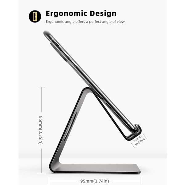 Telefonholder, Telefon Dock - Universal Holder, Vugge, Holder, Sort