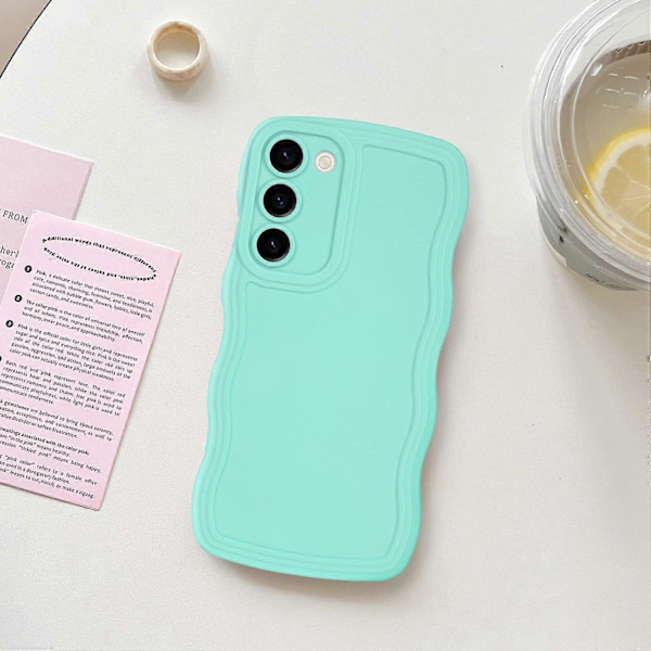 Samsung Galaxy S23 Plus Mobilskal för Tjejer Kvinnor, Sött Lockigt Vågformad Ram Flytande Silikon Flexibelt Mjukt Stötsäkert Kameraskydd Stötfångarskal