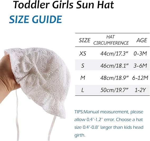 Baby Solhatt Broderade Blommor Småbarnshattar Sommarkeps för Spädbarn Flickor white L