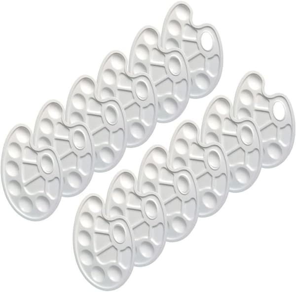 En oval hvid plastikmalingpalet
