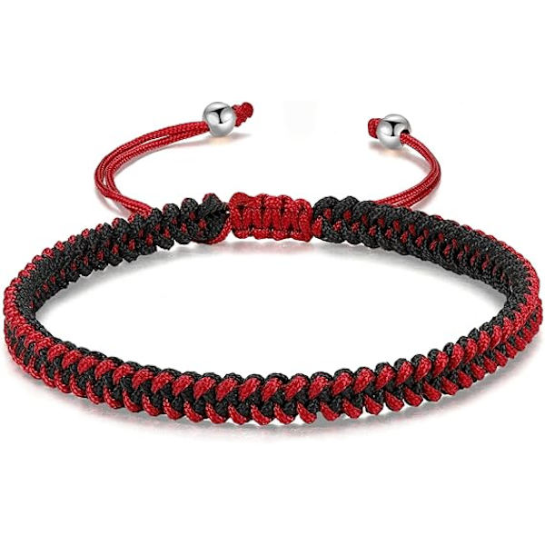 Punottu köysirannekoru naisille miehille, tytöille pojille syntymäpäivä ystävyys pariskunta lahjat käsintehdyt korut Dark-red-black