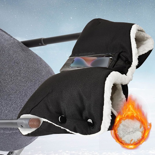 Baby Vogn Håndmuffe for Barnevogn, Vogn Håndvarmere, Vanntett Vindtett Anti-Freeze Ekstra Tykk Varm Vinter Barnevogn Tilbehør