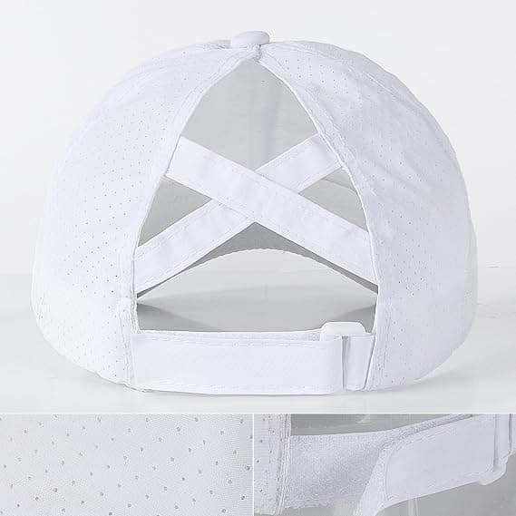 Baseballkasket til kvinder, Ponytail Solhat, Golfkasketter til damer, Krydsjusterbare hatte White