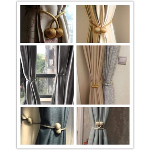 Magneettiset verhonpidikkeet, verhosoljet, sidontanauha, 2 kpl kotiin, toimistoon, koristeeksi Light gray