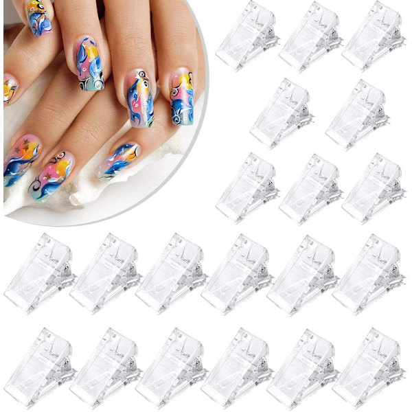 20 st Polygel Nagelklippar Transparenta Gel Nagelklippar Nagelklippar för Nagelförlängning Snabb Nagelbyggare Kit