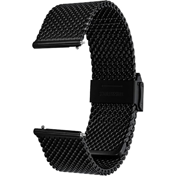Armband i rostfritt stål för män och kvinnor, snabbspänne, justerbar Milanese-armband, tjock metallarmband med säkerhetslås, svart 20 mm