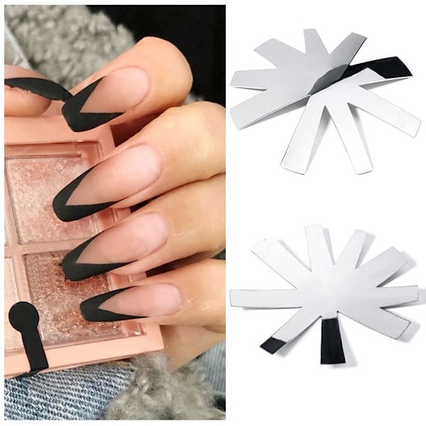 Franska Leende Linje Skärare Spetsar Manikyr Rostfritt Stål C-Form Kant Trimmer Mallar Mandelformad Fransk Leende Skär 2 St Nail Art Akryl Verktygssats