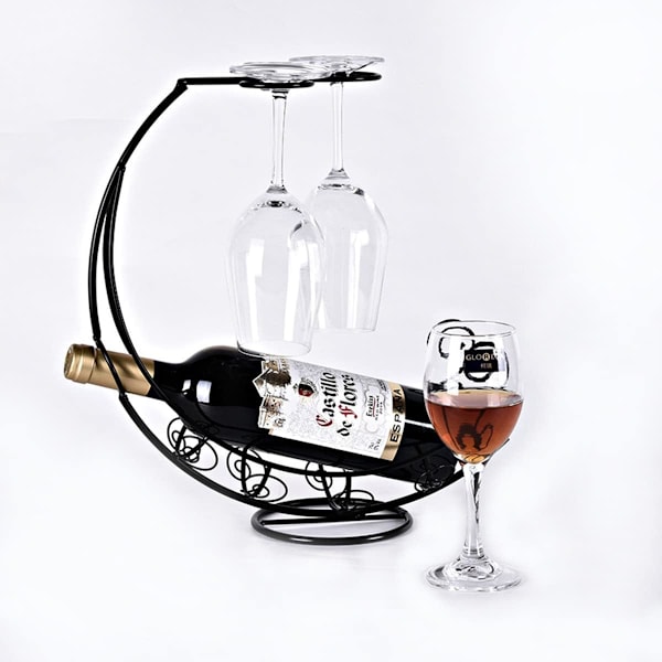 Vinglassholder - Bordplate Metall Vinflaskeholder Vertikal Vinglass Displayholder