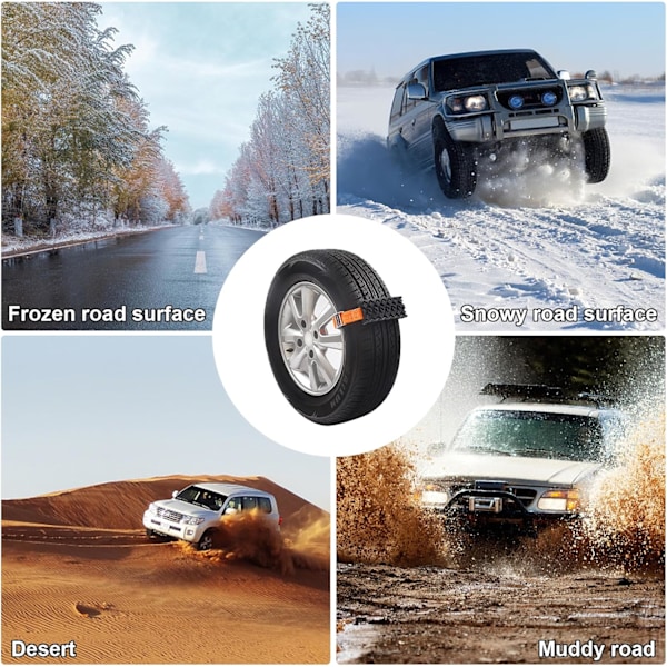 2 STK Gjenbrukbare Anti-Snø Kjettinger for Bil, Bil Nødhjelp, Sand, Mudder, Snø Dekkstige for Bil SUV Pickup Trucks