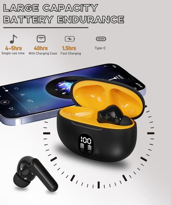 Trådlöst Bluetooth-headset som inte är smärtsamt att bära länge, hög ljudkvalitet, digital display, snyggt headset, lång batteritid