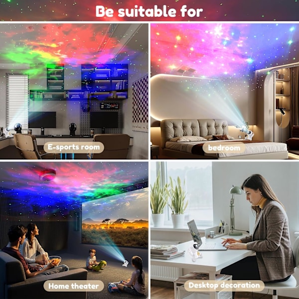 Astronaut Galaxy Projektor Stjärnhimmel Nattlampa Projektor med Nebulosa och Fjärrkontroll, 360° Roterande Rymdfarare Ljusprojektor