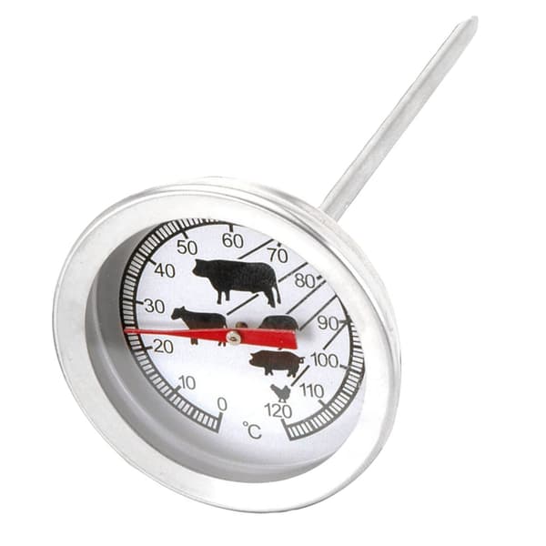 Analogt Grilltermometer, Ovn- eller Grilltermometer i Rustfritt Stål (Pekerlengde 10,5 cm)