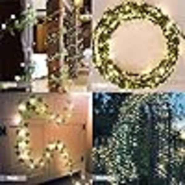 3x1m Konstgjord Murgröna Girlang med Fjärrkontroll för Fairy String Lights, Falska Gröna Blad Hängande Vinstockar Konstgjorda Blommor Dekoration