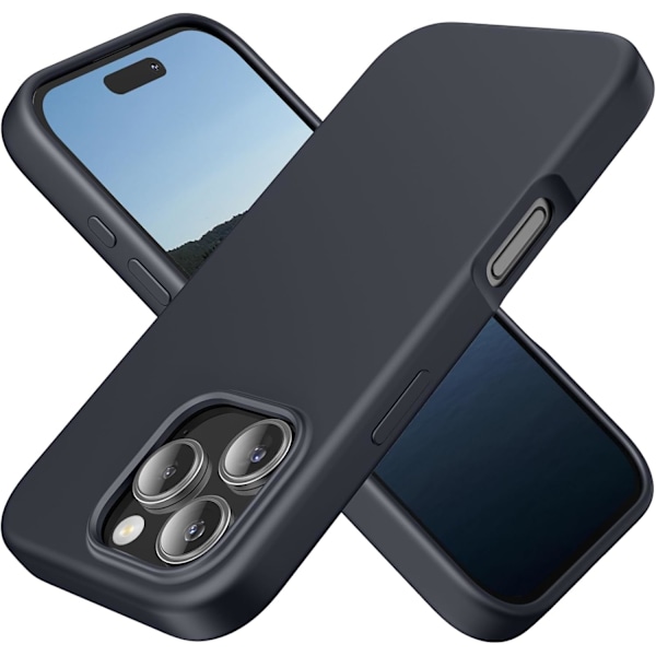 Silikonikuori Yhteensopiva iPhone 16 Pro -kotelon kanssa, pehmeä erittäin ohut suojaava iskunkestävä nestemäinen silikonipuhelinkotelo, 6,1\", keskiyönsininen