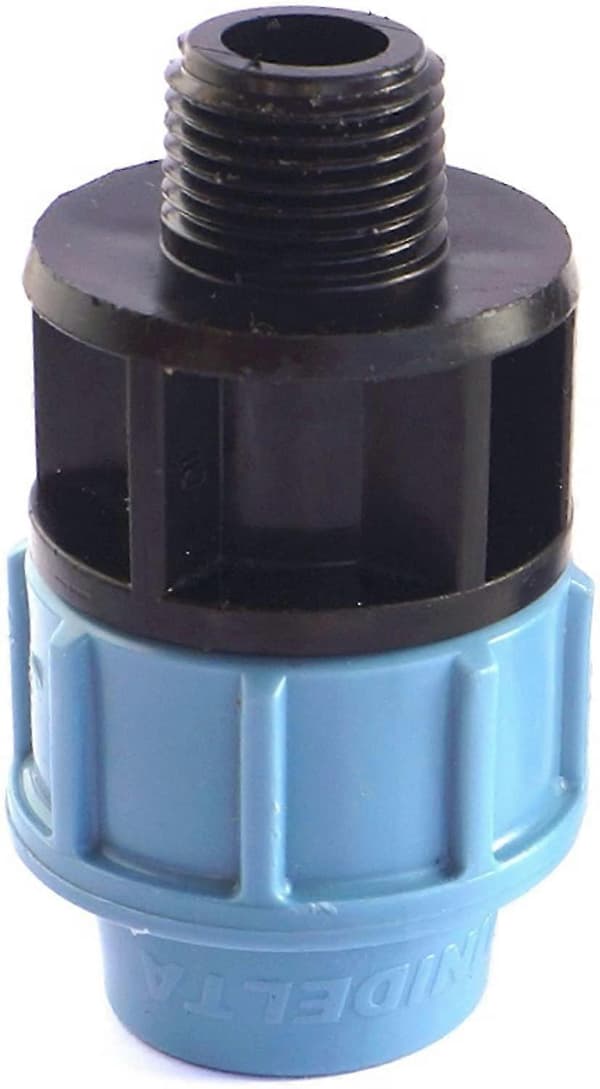 Mdpe PE Vatten Plastslang Kompressionsreducerare 3/4\" x 25mm Hankopplingar