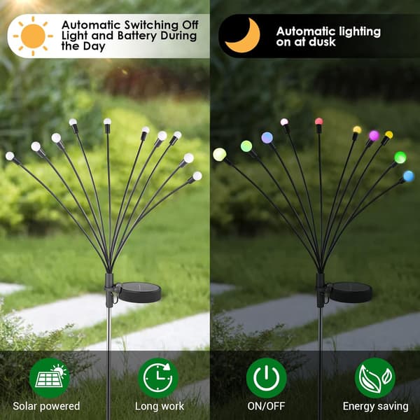 4 stk. 10 LED Solcelle Hagelys, Solcelle Sankthansorm Lys Utendørs Dekorativ, Vanntett IP65 Utendørs Lampe for Hage