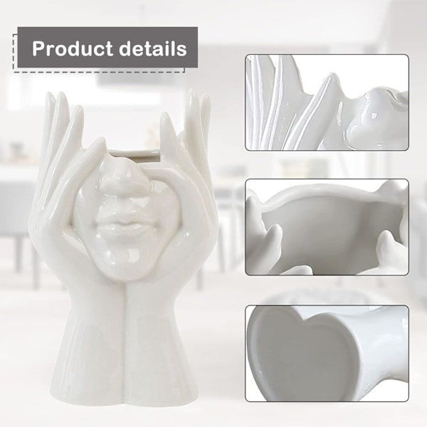 Abstrakt Kunst Hodevase: Moderne Elegant Vase Kvinneform Hode Halv Menneskekropp Blomstervase Bohemsk Dekor