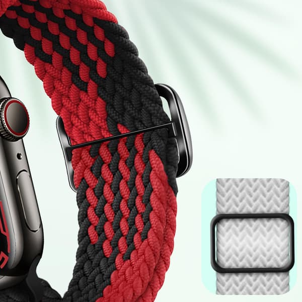 Rem til Apple Watch 49mm / 45mm / 44mm / 42mm Vævet Nylon Sort og Rød