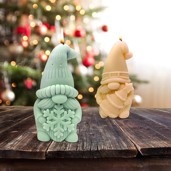 Set med 2 3D-silikonformar - Julnisse - 3D-ljusform - Silikonform - Julform - Tvålform