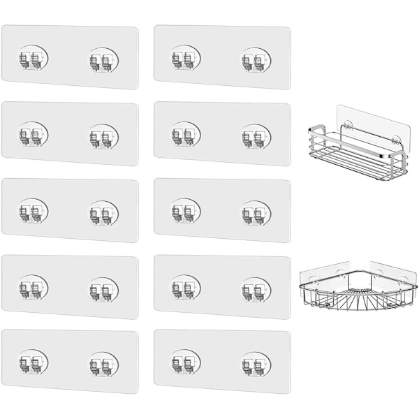 10 st transparenta självhäftande krokar, starka självhäftande krokar, ersättning för duschhylla, för badrumskökshyllor