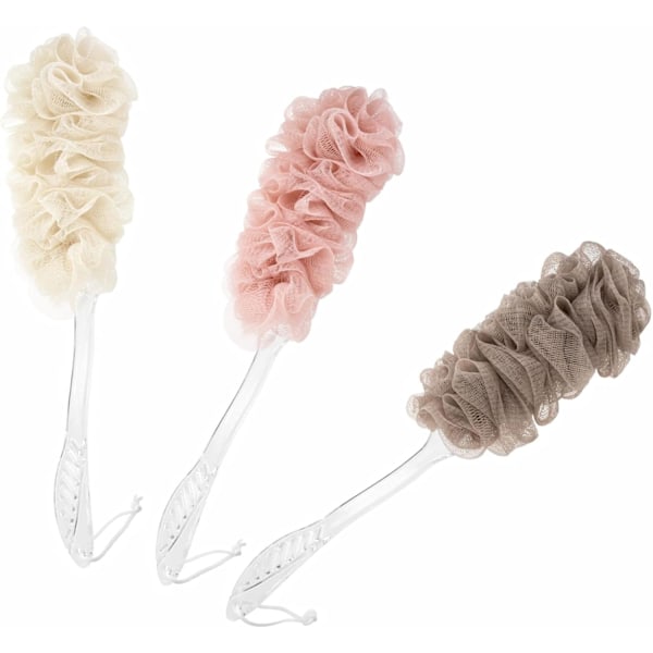 Duschbrist, Exfolierande Loofah Långhandtags Puff Badborste, Rygg Scrub Kroppsskrubb Puff Hårslips Mjukt Nätborste Loofah Nät Svamp
