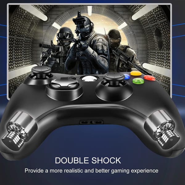 Kablet Xbox 360-controller med USB og dobbelt vibrationsfunktion, kompatibel med pc, Xbox 360 og Windows-systemer.